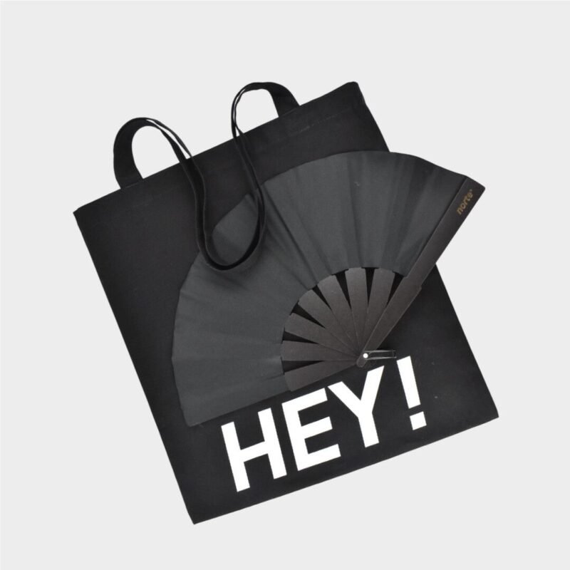 Combo 1 Tote Gabardina HEY + 1 Abanico Full Black Standard