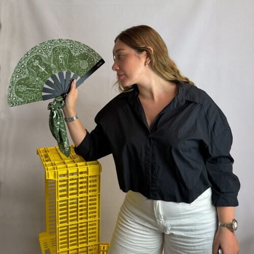 Pañuelo Elemental Oliva Small + Abanico Standard Elemental